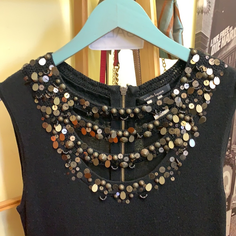 Nanette Lepore 100% merino wool sequence dress